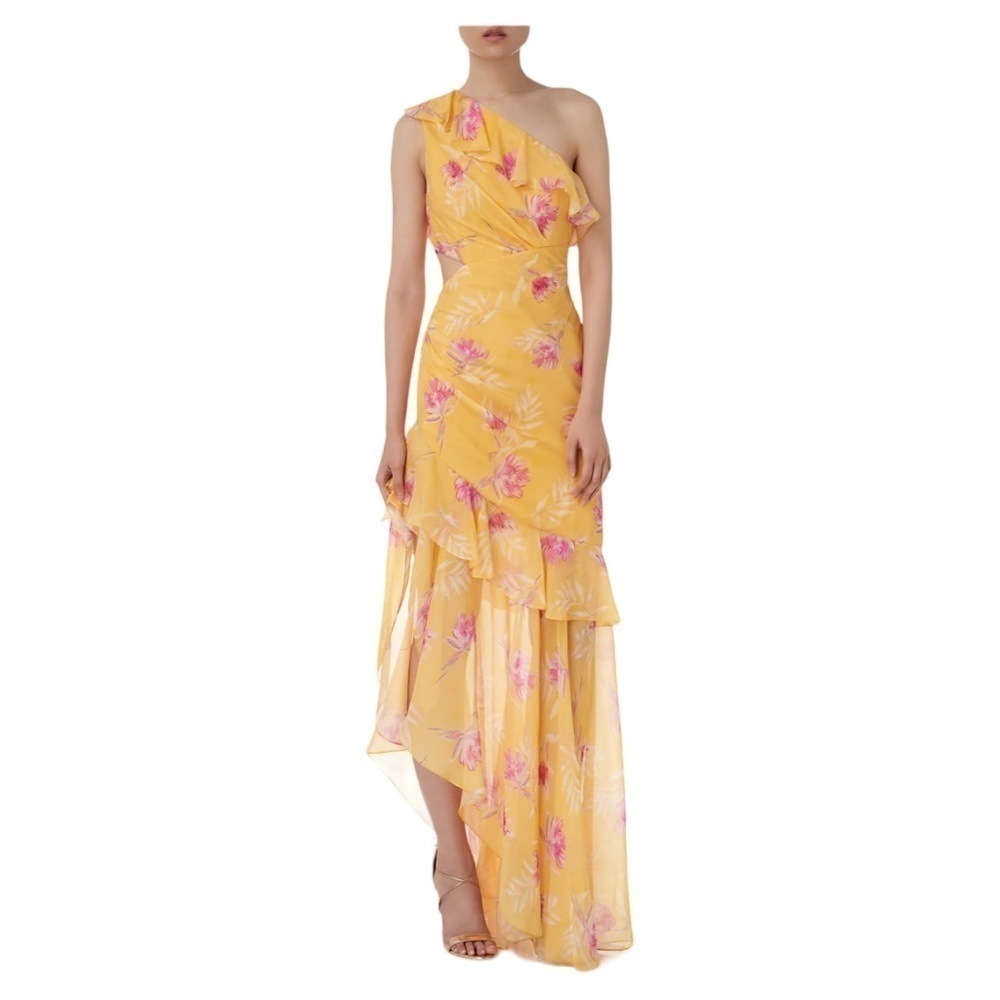AMUR Vi silk yellow floral dress